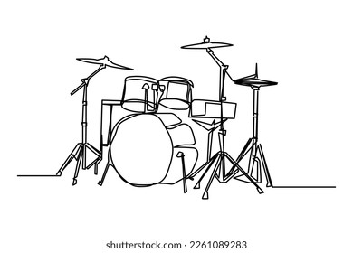 drum tool single continuous line hand drawn illustration vector design