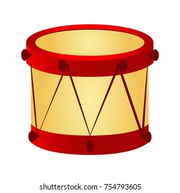 Drum toy isolated on white background, Vector illustration