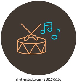 drum two color icon outline on dark brown round background