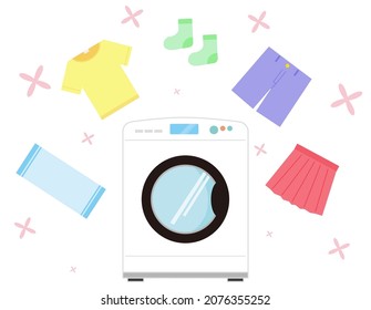 Drum type. Washing machine. Home appliances. Simple illustration.