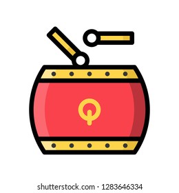 Drum vector, Chinese New Year related filled design icon editable stroke