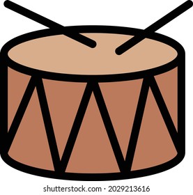 drum vector color line icon