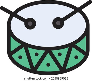 drum vector colour line  icon