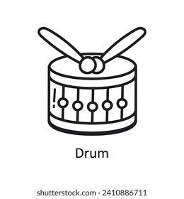 Drum vector filled outline doodle Design illustration. Symbol on White background EPS 10 File