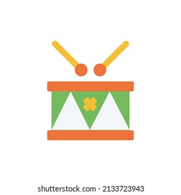 Drum Vector Flat Icon Design illustration. St Patrick's Day Symbol on White background EPS 10 File