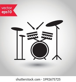Drum vector icon. Drum flat sign design illustration. Drums symbol pictogram