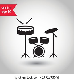 Drum vector icon. Drum flat sign design illustration. Drums symbol pictogram