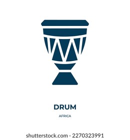 drum vector icon. drum, play, collection filled icons from flat africa concept. Isolated black glyph icon, vector illustration symbol element for web design and mobile apps