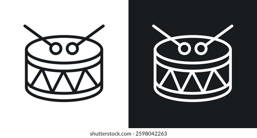Drum vector icon set in black and white color.