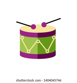 Drum vector illustration isolated on white background. Flat style design.