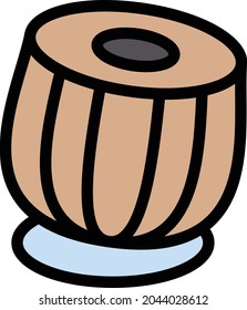 drum vector line colour icon