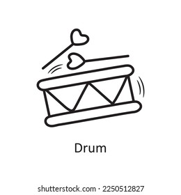 Drum vector outline hand draw Icon design illustration. Valentine Symbol on White background EPS 10 File
