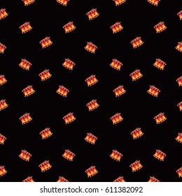 Drum vector seamless pattern on a black background for wallpaper, wrapping, packing, and backdrop.