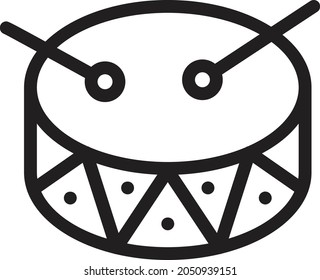 icono de línea delgada del vector del tambor