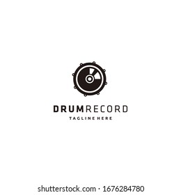 Drum vinyl record logo design ilustration icon vector