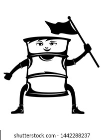 drum white icon left hand flag, right hand down