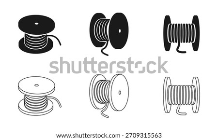 drum wire electric cable coil, vector illustration isolated on white background.	