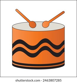 Drum with wooden drumsticks vector art and EPS file.