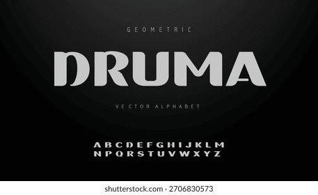 Fuente de pantalla Druma con detalles decorativos y atractivo retro-moderno, ideal para el embalaje y la marca