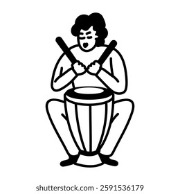 Drumbeat character icon in hand drawn style 
