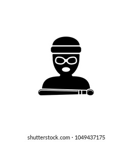 Drummer Avatar. Flat Vector Icon. Simple black symbol on white background