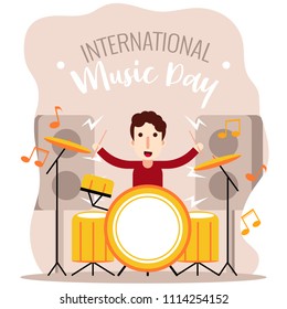 Drummer boy international music day . eps 10