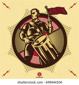 Drummer Boy. Vintage propaganda poster and elements. Isolated artwork object. Suitable for and any print media need.