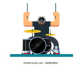 Drummer character flat illustration