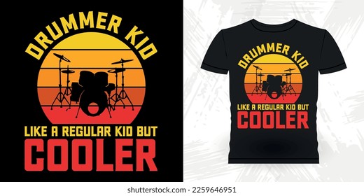 Drummer Dad Father's Day Funny Musician Drummer Retro Vintage T-shirt Design