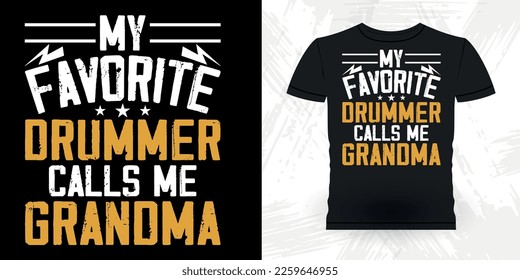 Drummer Dad Father's Day Funny Musician Drummer Retro Vintage T-shirt Design