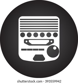 Drummer electric metronome simple icon on round background
