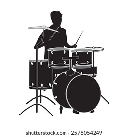 drummer flat silhouette music performance action