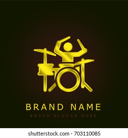 Drummer golden metallic logo