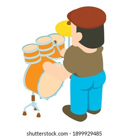Drummer icon. Isometric illustration of drummer vector icon for web