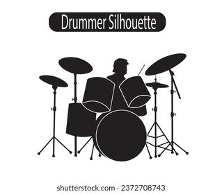 A Drummer Icon Silhouette Vector Illustration 