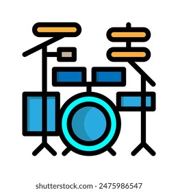 Drummer lineal icon. drum musical instruments flat icons. Suitable for websites, UI and mobile apps.