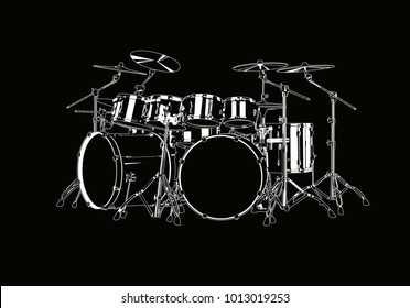 Drummer music instruments illustrations