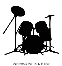 A drummer musician drumming drums in detailed silhouette