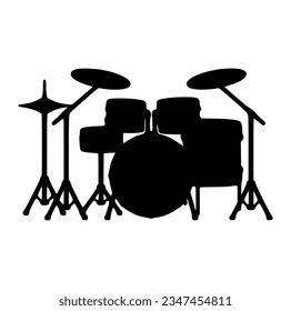 A drummer musician drumming drums in detailed silhouette