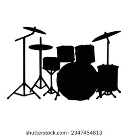 A drummer musician drumming drums in detailed silhouette