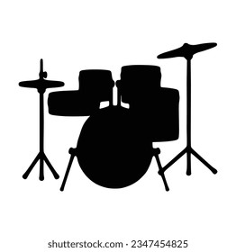 A drummer musician drumming drums in detailed silhouette