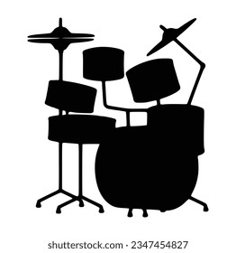 A drummer musician drumming drums in detailed silhouette