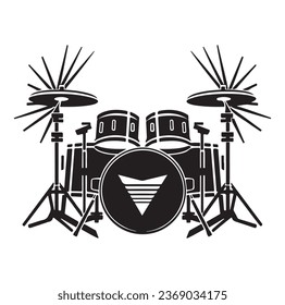 A drummer musician drumming drums in detailed silhouette