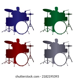 A Drummer Musician Drumming Drums Vector Illustration
