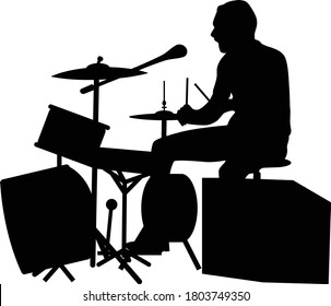 drummer on the stage silhouette vector