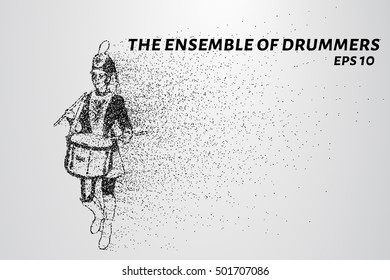 Drummer of the particles. The drummer in a school orchestra. The drummer breaks down into smaller molecules