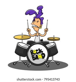 The Drummer performs cartoon vector