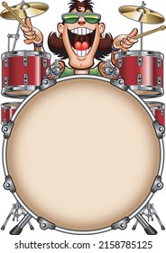 Drummer playing on drum set