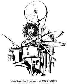 Drummer playing  - vector illustration