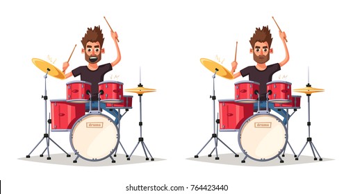 Drummer. Rock music. Cartoon vector illustration.